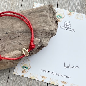 Gold Hamsa Bracelet, Red Cord Bracelet, Kabbalah Bracelet, Gift for Protection, Good Luck Bracelet, Hand of Fatima