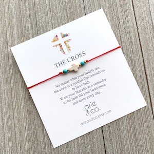 Turquoise Howlite Cross Bracelet, Red String Bracelet, Cross Bracelet, Faith Bracelet, Dainty Cross Bracelet, Friendship Bracelet