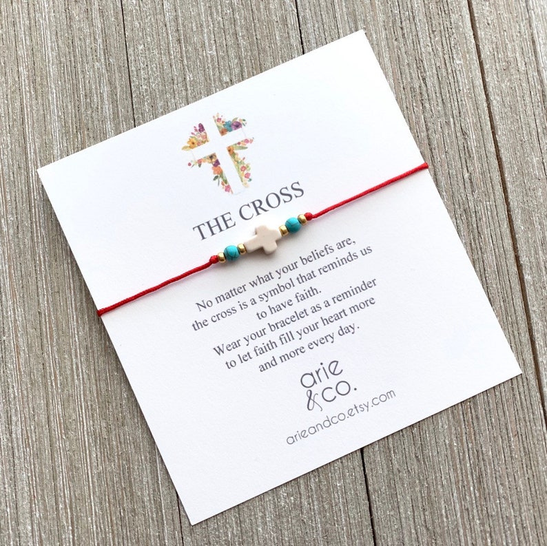 Turquoise Howlite Cross Bracelet Red String Bracelet Cross Etsy