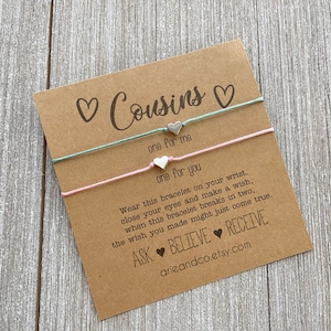 Cousins Wish Bracelets, Cousins Gift Card, Cousins Set of Two Wish Bracelets, Friendship Bracelet, Gift For Cousin