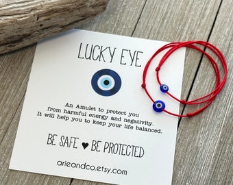 Mom and Child Evil Eye Protection Red String Bracelet Set, Couples Amulet Gift