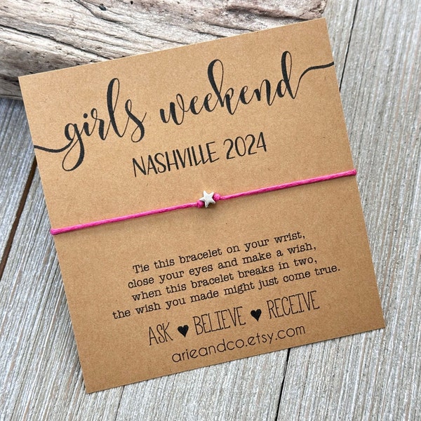 Custom Girls Weekend Nashville 2024, Girls Trip Gifts, Girls Weekend Gift, Girls Getaway Gift, Custom Girls Trip Wish Bracelet