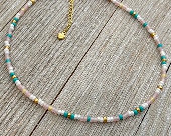 Beaded Choker, Multi Color Beaded Choker, Boho Choker, Colorful Choker, Beach Choker, Bohemian Necklace, Necklace for Her