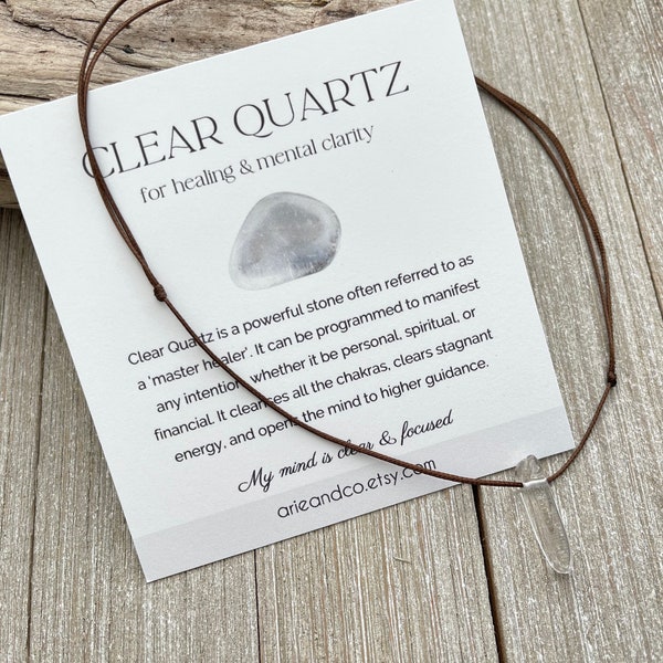 Clear Quartz Choker Necklace, Crystal Necklace, Yoga Jewelry, Meditation Gift, Healing Chakra Crystal, Spiritual Gift, Natural Gemstone