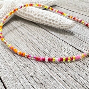 A R U B A - Dainty Tropical Multi Colors Stretchy Beaded Anklet Bracelet, Minimalist and Dainty Anklet Bracelet, Stretchy Anklet