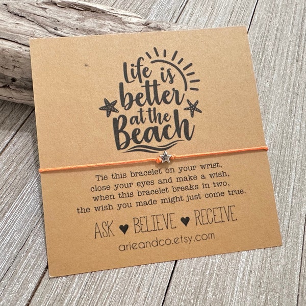 Wish Bracelet, Life Is Better At The Beach Wish Bracelet, Girls Beach Trip Gift, Beach Bracelet, Girls Trip Gift