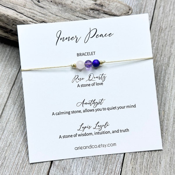 Inner Peace Bracelet, Gemstone Peace Crystal Bracelet, Positive Energy Bracelet, Spiritual Gift, Crystal Jewelry