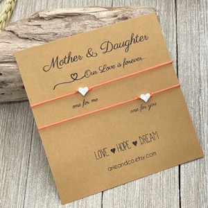 Mother and Daughter Bracelets, Mom And Daughter Gift Card, Friendship Bracelet, Wish Bracelet, Gift Card