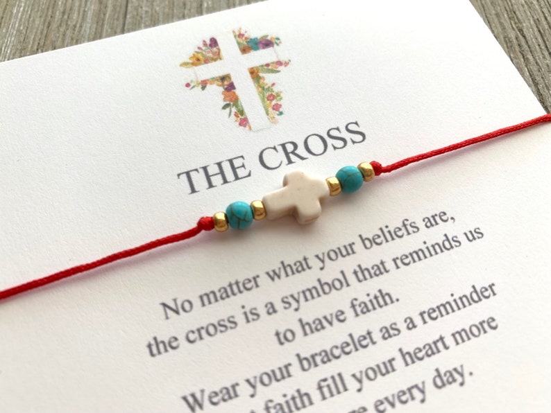 Turquoise Howlite Cross Bracelet Red String Bracelet Cross Etsy
