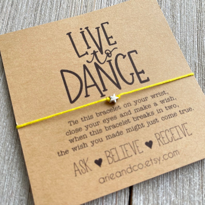 Wish Bracelet, Live To Dance Wish Bracelet, Dance Team, Dance Bracelet, Dance Team Gift, Dance Party Favor image 2