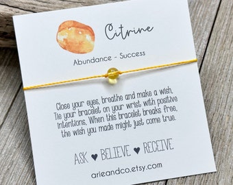 Citrine Healing Stone Bracelet, Gemstone Wish Bracelet, Citrine Bracelet, Chakra Gemstone, Healing Gift, Wish Bracelet, Crystal Bracelet