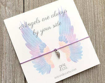 Silver Angel Wing Bracelet: Nylon Cord Friendship Gift
