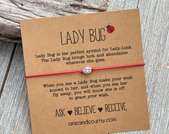 Lady Bug Wish Bracelet, Friendship Bracelet, Best Friend, Party Favor, Team Gift