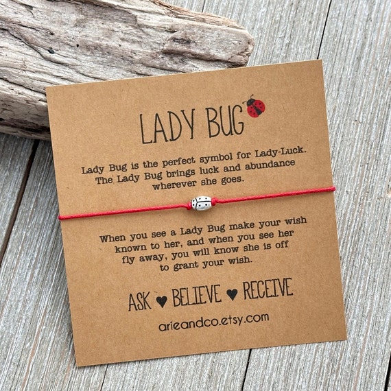 Lady Bug Wish Bracelet, Friendship Bracelet, Best Friend, Party Favor, Team Gift