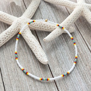 Dainty White Beads Anklet Bracelet, Minimalist and Dainty Anklet Bracelet, Beaded Stretch Anklet Bracelet