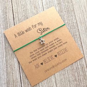 A Little Wish for My Sister Wish Bracelet, Sister Gift Card, Sister Wish Bracelet, Sister Friendship Bracelet