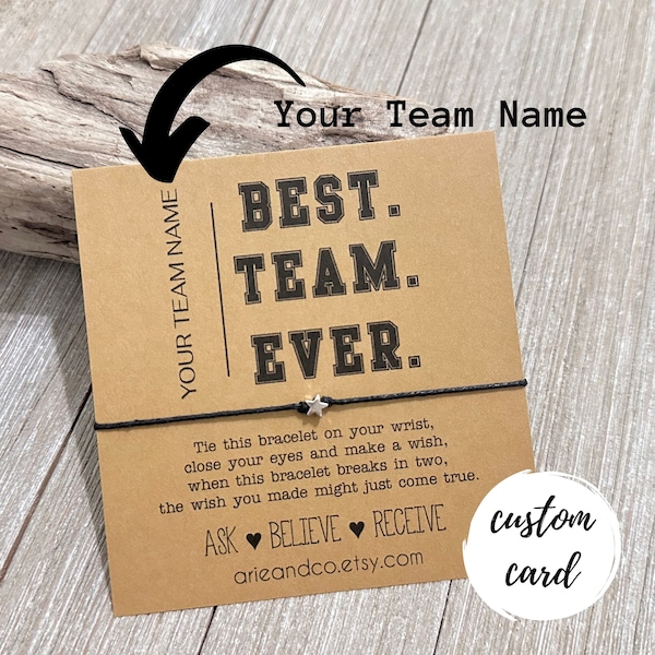 Custom Team Gift, Best Team Ever Wish Bracelet, Gift for a Team, Employee Appreciation Gifts, Team Favors, Team Thank you, Co Worker Gift