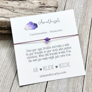Amethyst Bracelet, Gemstone Wish Bracelet, Amethyst Bracelet, Chakra Gemstone, Healing Gift, Wish Bracelet