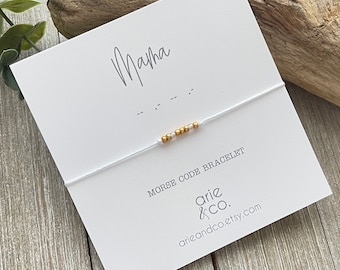 MAMA Morse Code Bracelet: Nylon Cord, Japanese Crystals