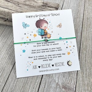 Happy First Day of School Bracelets, Back to School Boy Bracelet, Star Wish Bracelets, Back to School Gift