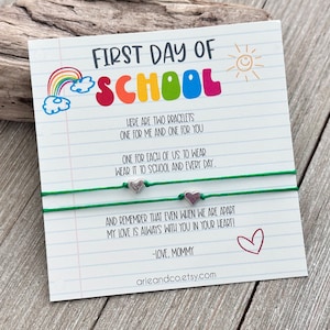 Mommy and Me Bracelets, First Day of School Bracelets, Back to School Matching Bracelets, Hearts Bracelets