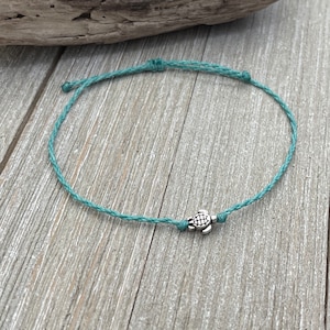 Sea Turtle Anklet or Bracelet, Waterproof Hand Spun Rope Anklet or Bracelets, Adjustable Bracelet, Surfer Beach Bracelet