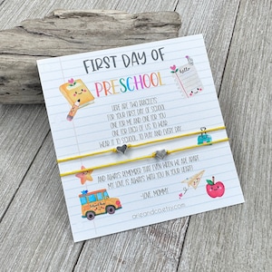 First Day of School Bracelets: Mommy and Me Matching Heart Charm