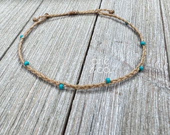 Braided Anklet Bracelets, Anklet Braided Bracelets, Boho Bracelets, Waterproof Wax Cord, Turquoise Beaded Bracelet