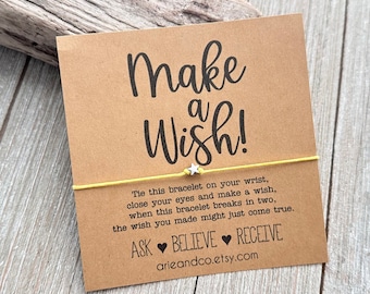 Make a Wish Bracelet: Biodegradable Cotton Cord, Keepsake Card