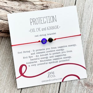 Genuine Black Azabache and Evil Eye Protection Red String Bracelet or Anklet, Red String Bracelet, Unisex Bracelet, Protection Bracelet