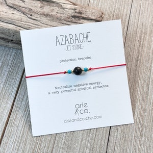 Genuine Azabache Jet Stone Bracelet: Turquoise & Red String Protection