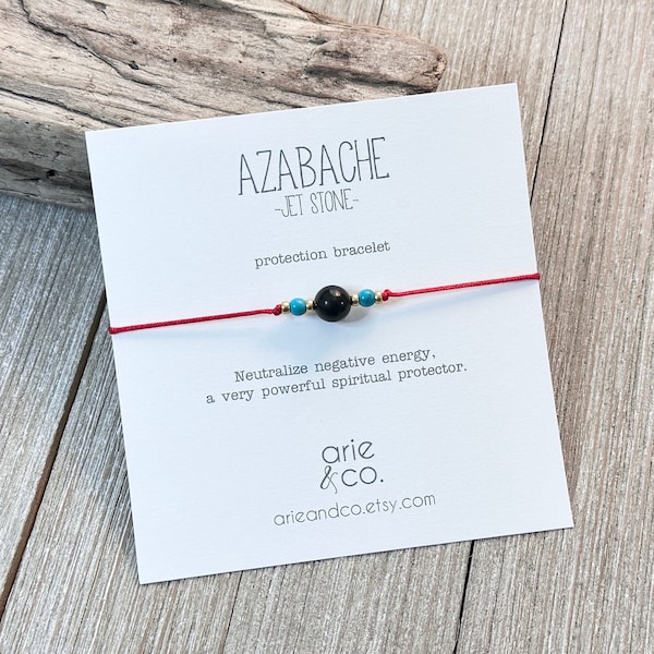 Genuine Azabache Bracelet, Jet Stone and Turquoise Bracelet Red String Bracelet, Protection Bracelet, Friendship Bracelet