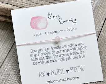 Rose Quartz  Bracelet, Gemstone Wish Bracelet, Rose Quartz Bracelet, Chakra Gemstone, Healing Gift, Wish Bracelet