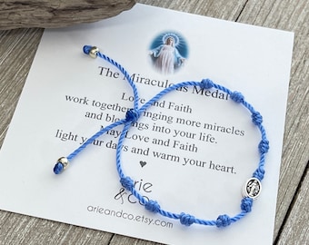 The Miraculous Medal Knotted Adjustable Cord Bracelet, Faith & Protection Jewelry, Religious Gift