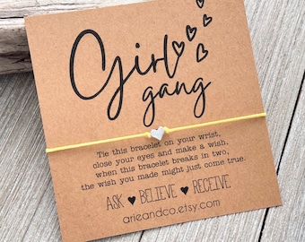 Girl Gang Wish Bracelet, Girls Trip Gifts, Girls Weekend Gift, Girls Getaway Gift, Custom Girls Trip Wish Bracelet, Girl Gang