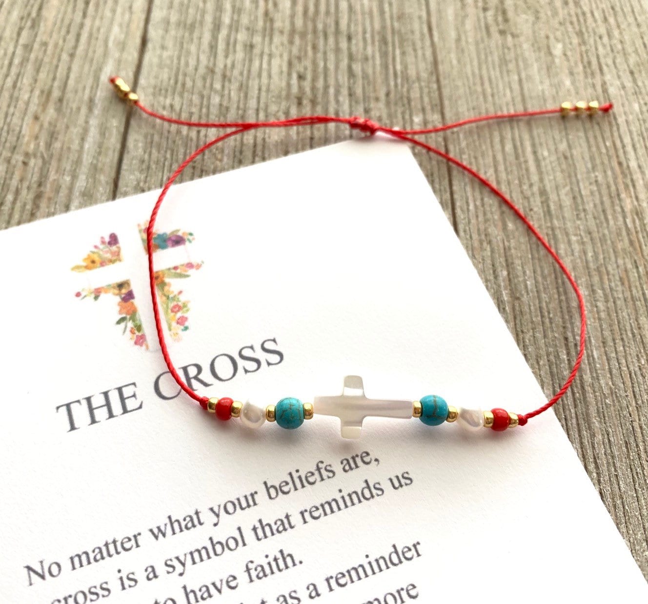 Mother of Pearl Cross Wish Bracelet Cross Bracelets String