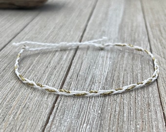 Surf Waxed Waterproof Braided Anklet or Bracelets, Waterproof Adjustable Bracelet, Surfer Beach Bracelet