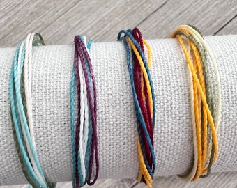 Multi Strand Surfer Bracelets, Anklet or Bracelet, Multi Strand Waterproof Waxed Cord Bracelets, Friendship Bracelet