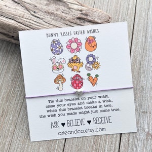 Bunny Kisses Easter Wish Bracelet, Easter Basket Stuffers, Easter Gift, Easter Party Favor, Easter Butterfly Wish Bracelet, Easter Gift