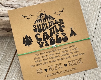 Summer Camp Vibes Wish Bracelet, Adventure Wish Bracelet, Wish Bracelet, Summer Camp Gift, Camp Party Favor, Camping Gift