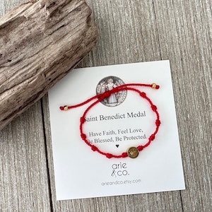 Saint Benedict Medal Bracelet: Red String Protection, Adjustable