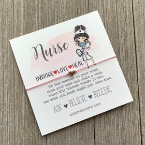 Nurse Wish Bracelet: Handmade Cotton Cord, Keepsake Card