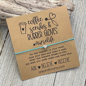 Nurse Wish Bracelet: Silver Heart Charm, Appreciation Gift