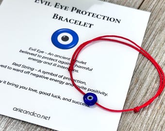 Evil Eye Protection Bracelet, Blue Evil Eye, Kabbalah Red Amulet Jewelry