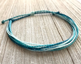 Custom Waterproof Waxed Cord Bracelet or Anklet, Customizable, Boho Stacking Anklet, Surfer Jewelry, Waterproof Adjustable String Bracelet