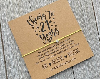 21st Birthday Wish Bracelet: Keepsake Card Party Favor
