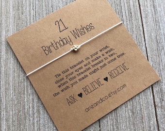 21st Birthday Wish Bracelet | 21 Birthday Party Favor | Thank you Party Favor