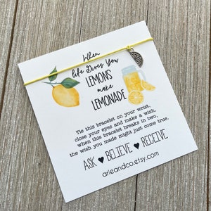 When Life Gives You Lemons Wish Bracelet, Lemon Bracelet, Lemon Slice Bracelet, Friends Gift, Friendship Bracelet, Wish Bracelet, Wishlet