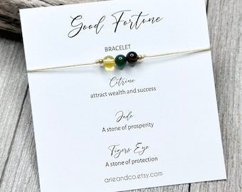 Good Fortune Bracelet, Gemstone Bracelet, Fortune Gift, Good Luck Crystal Jewelry, Spiritual Protection Gift