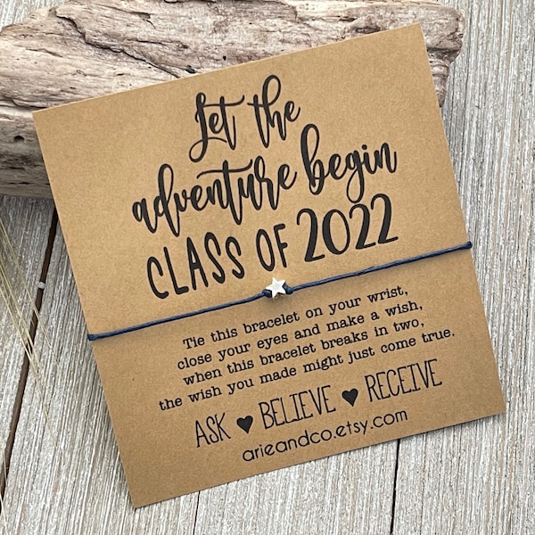 Let The Adventure Begin Wish Bracelet, Graduation Gift, Class of 2024 Gift, Graduation Wish Bracelet, Gift for Seniors, Graduation Favors